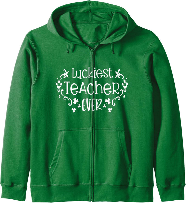 St. Patricks Day Luckiest Teacher Ever Shamrock Irish Kapuzenjacke