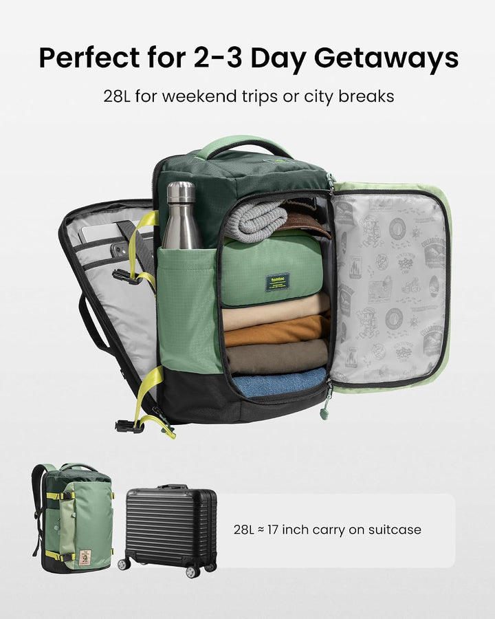 tomtoc 28L Reiserucksack, TSA-freundlicher Handgepäck Rucksack Flugzeug | Wasserdichter Easyjet Ruck