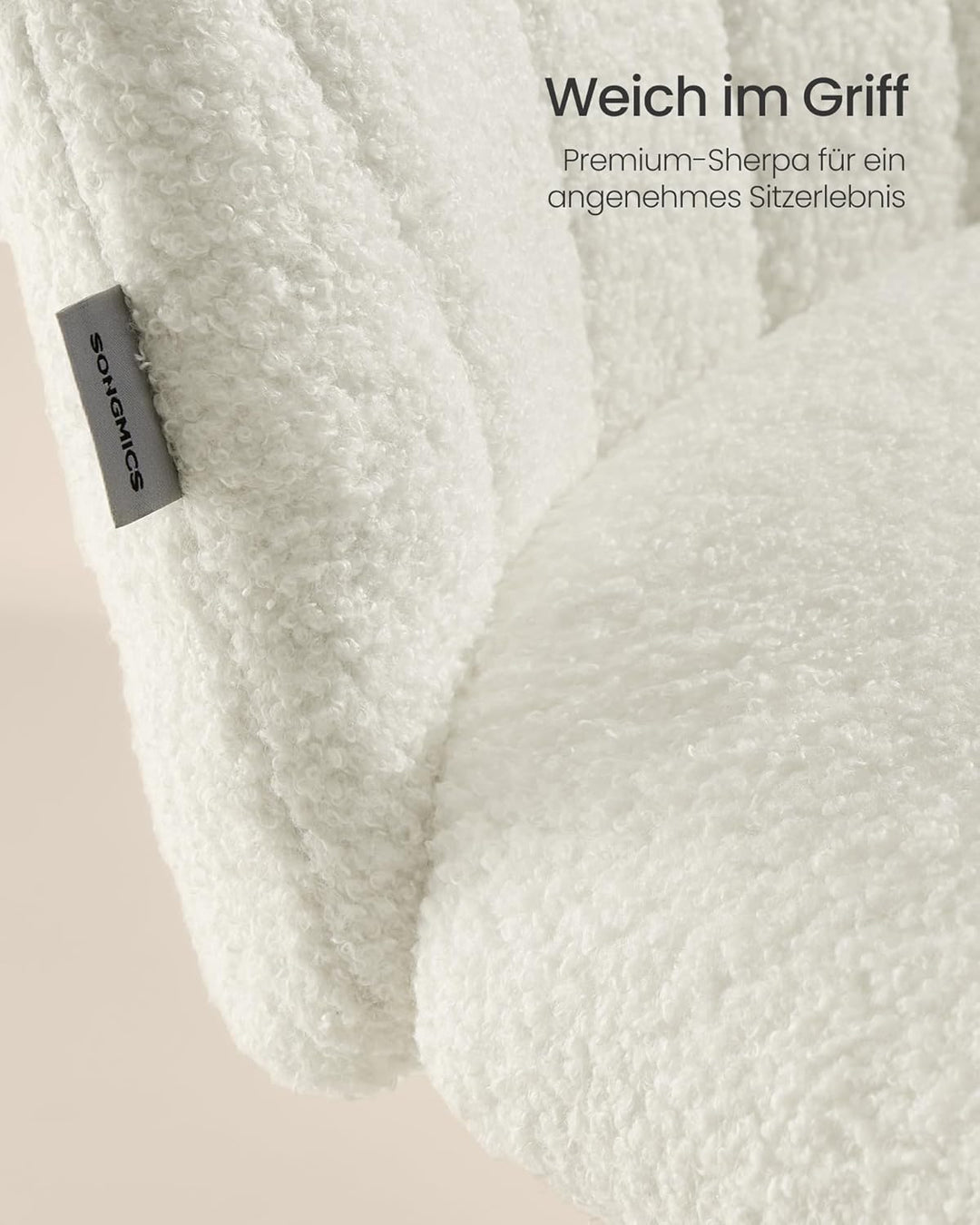 SONGMICS Homeoffice-Stuhl, Schminkstuhl aus Fleece, Schreibtischstuhl, Schaumstoffpolsterung, höhenv
