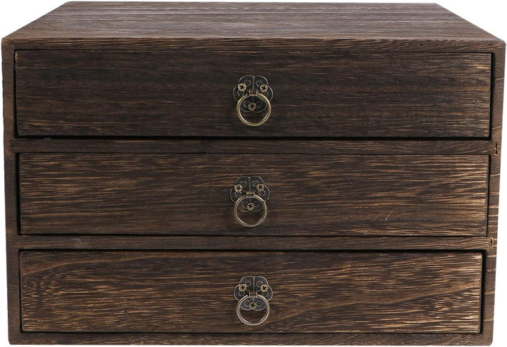 UPKOCH Schubladenbox Holzbox Holzkisten Holzschubladen Schubladencontainer Organizer 3 Schubladen Au