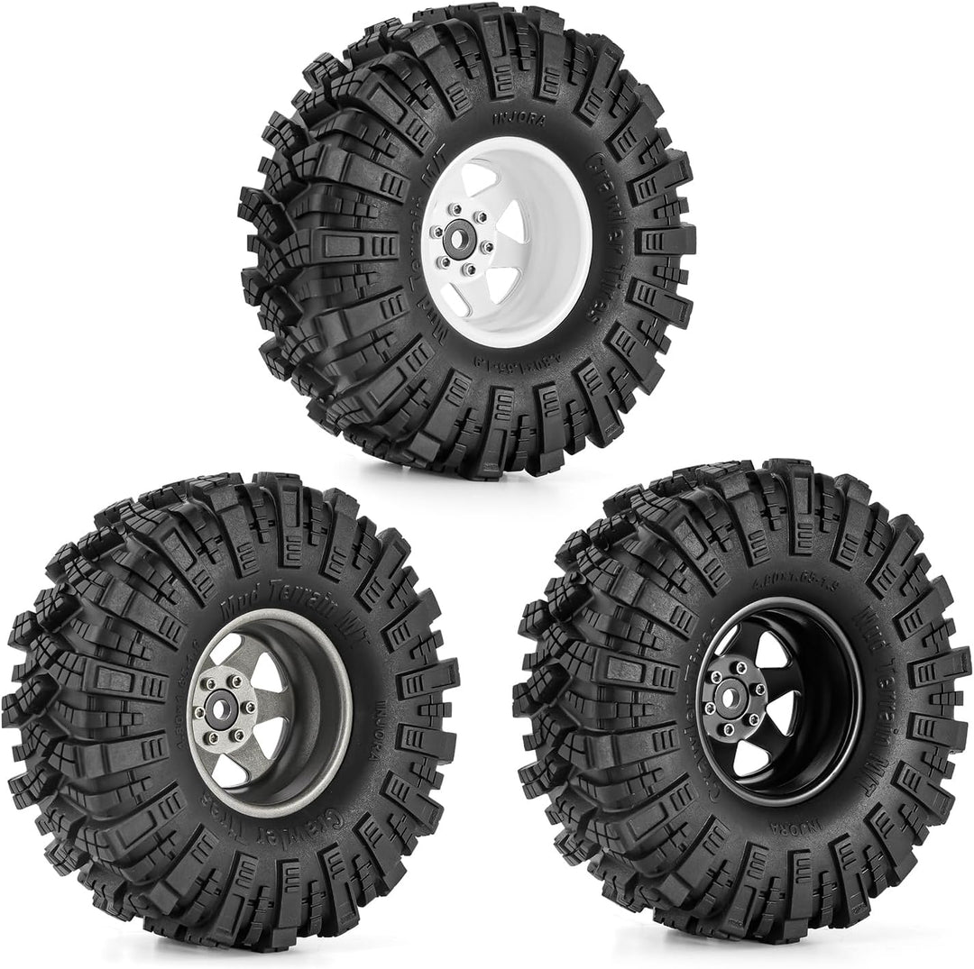 INJORA 1.9 Schlamm Reifen Sat Offset -8.9mm Beadlock Felge für 1/10 RC Crawler Auto Axial SCX10 9004