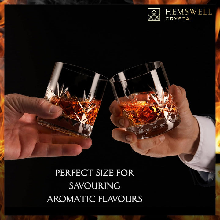 Hemswell Kristall Whisky Gläser Set, 2 Stück – 310 ml, altmodische Gläser, Whisky-Becher – tradition