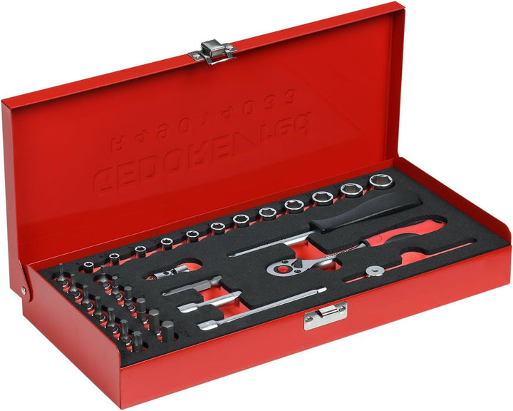 GEDORE red Steckschlüssel-Satz 1/4' 32-teilig in hochwertiger Metallkassette