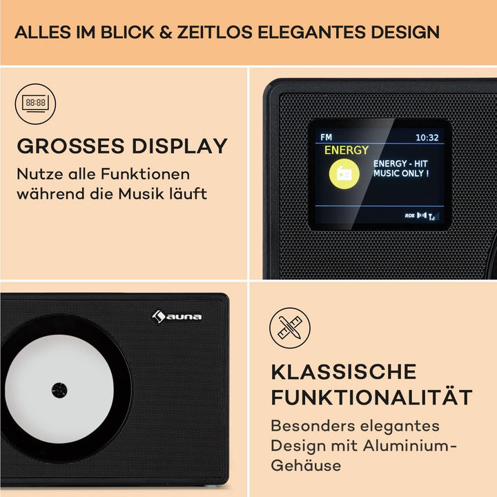 Auna Radio für Küche & Bad, DAB Radio mit CD Player zur Wandmontage, DAB Plus mit Bluetooth, DAB/DAB
