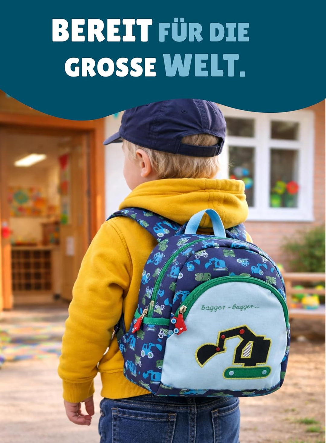Familando Kinder Rucksack Die Spiegelburg BAGGER für Kinder ab 2 Jahren; ergonomisch, stabil &amp; leich