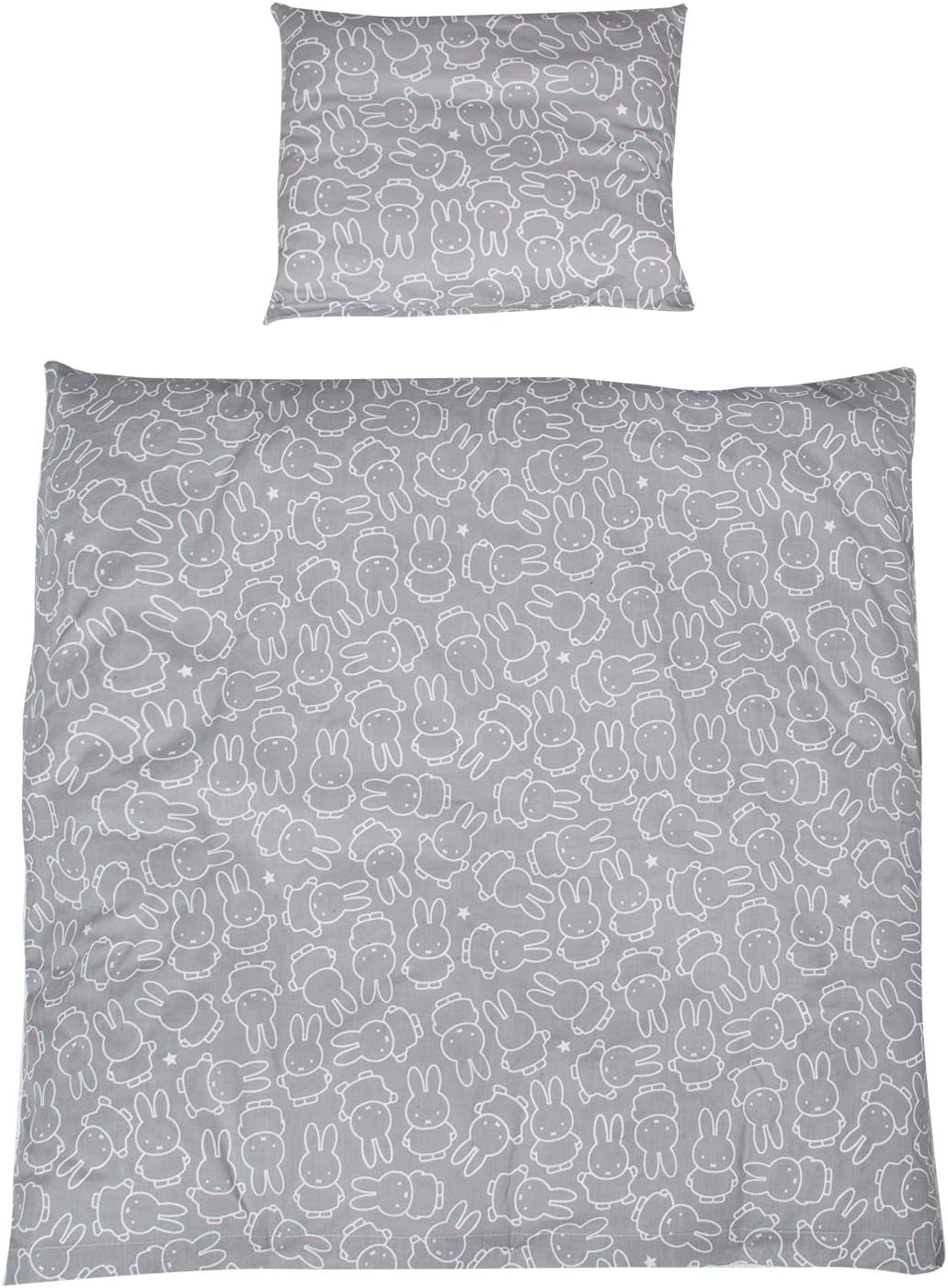 roba Babybettwäsche miffy 80 x 80 cm - Bettwäsche Set 2 teilig - Hasen Motiv - Baby Wendebettwäsche