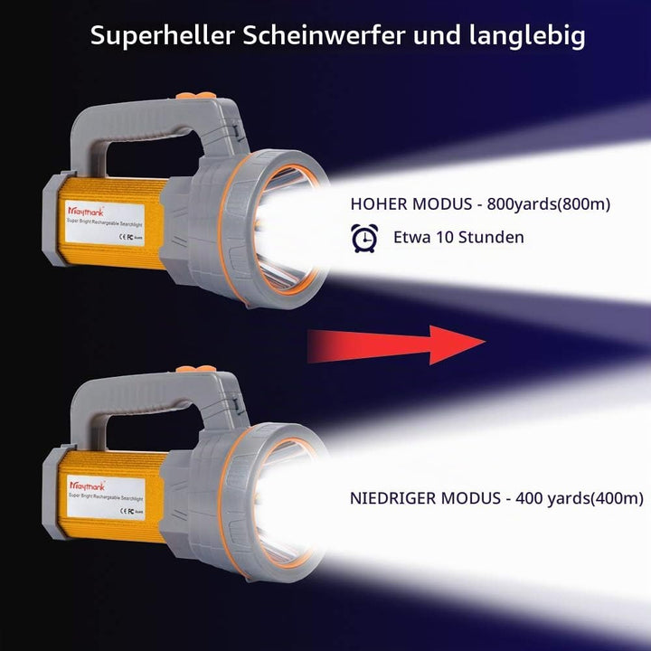 MAYTHANK Super Helle Led Suchscheinwerfer Wiederaufladbare Taschenlampe Batterien betrieben 10000mah