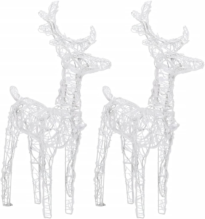 vidaXL Weihnachtsdekoration Rentiere mit Schlitten Beleuchtet Dekofigur Weihnachtsdeko Figur Weihnac
