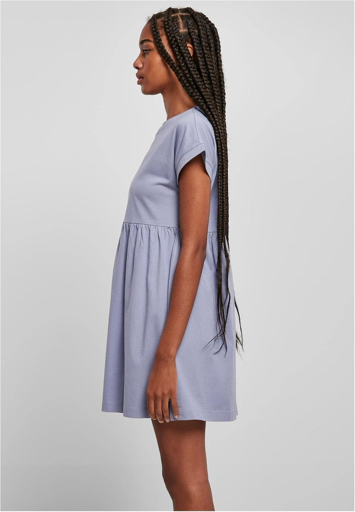Urban Classics Damen Kleid Ladies Organic Empire Valance Tee Dress, Volantkleid für Frauen, Loose Fi