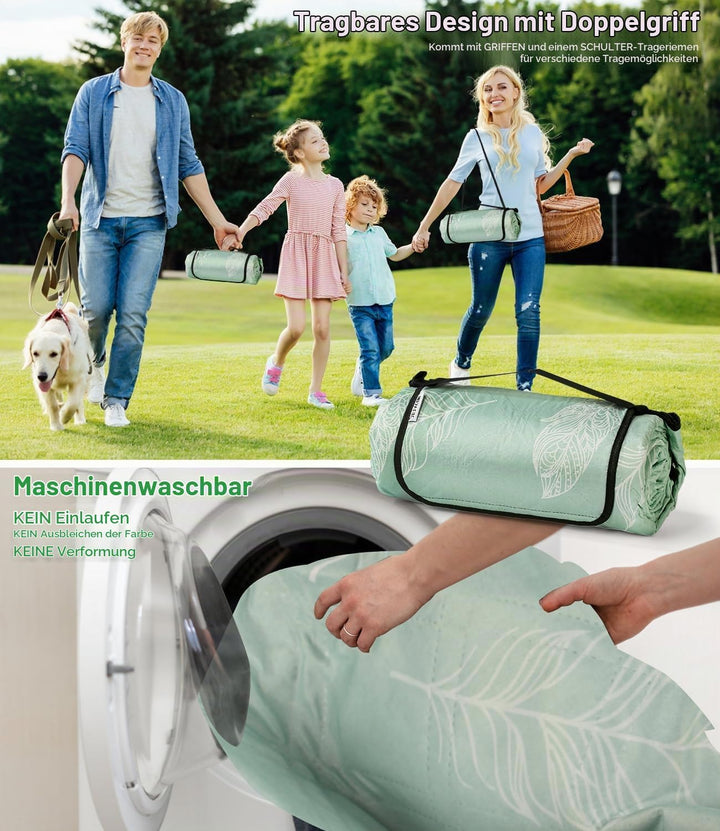 Picknickdecke wasserdicht waschbar, Stranddecke Sandfrei XXL Campingdecke Strandmatte isoliert mit w