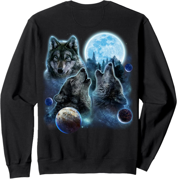 Drei Wölfe heulen und Mond Sweatshirt