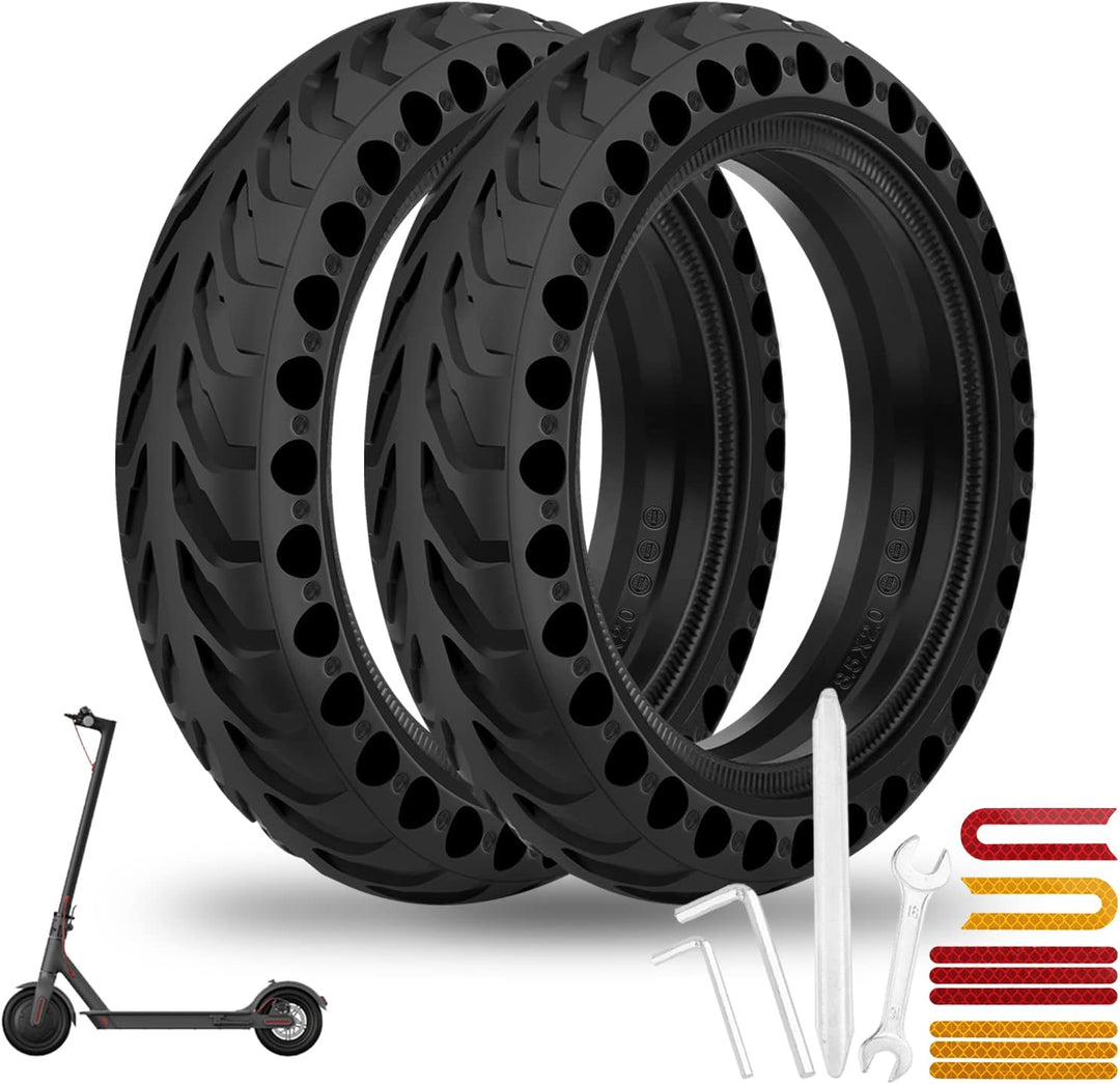 HAONAIMO E Scooter Reifen, 2 Stück Solid Reifen, 8,5 Zoll Solid Ersatzräder mit Montagewerkzeug, M36