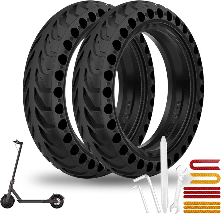 HAONAIMO E Scooter Reifen, 2 Stück Solid Reifen, 8,5 Zoll Solid Ersatzräder mit Montagewerkzeug, M36