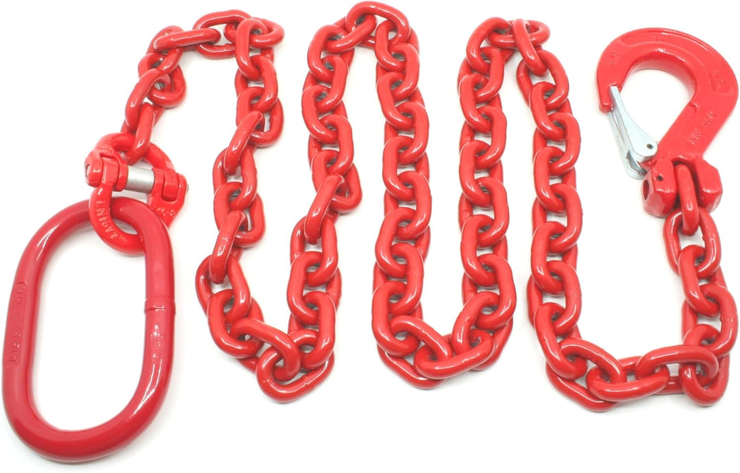 2,5m Forstkette rund, 8mm mit Aufhängeglied und Schlupfhaken mit Falle, Rückekette