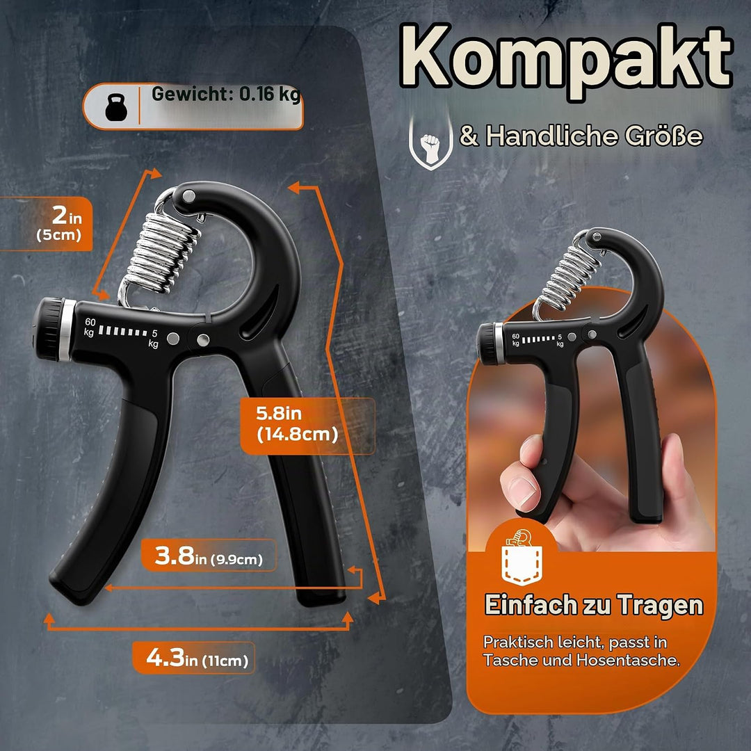 PORTENTUM Handtrainer Unterarmtrainer, Einstellbarer Widerstand 5-60kg, Hand Unterarm Trainingsgerät