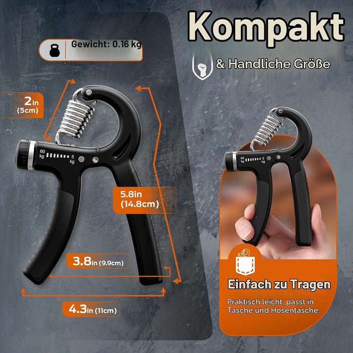 PORTENTUM Handtrainer Unterarmtrainer, Einstellbarer Widerstand 5-60kg, Hand Unterarm Trainingsgerät