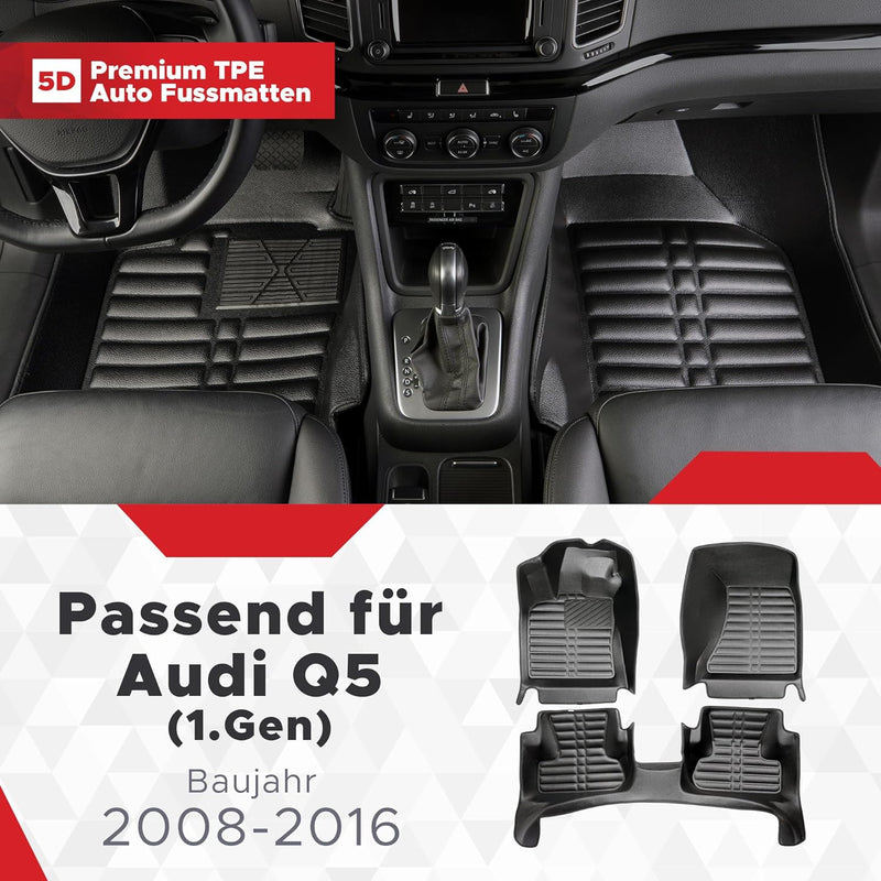 fussmattenprofi.com Auto Fussmatten Passend für Audi Q5 (1.Gen) Baujahr 2008-2016 I 100% Passgenau G