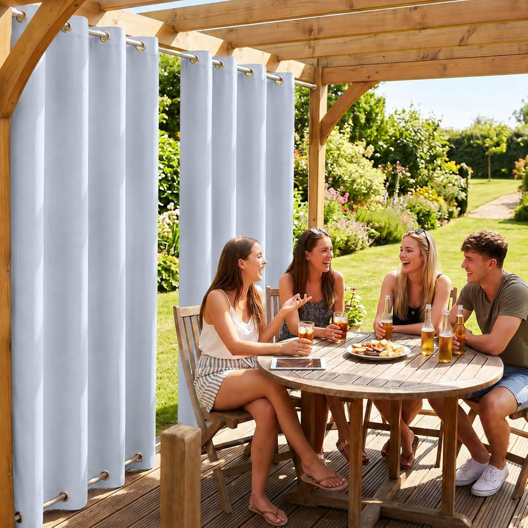 Rosnek Outdoor Vorhang Wetterfest Winddicht, Balkon Gardinen mit Ösen Oben & Unten, Blickdicht Wasse