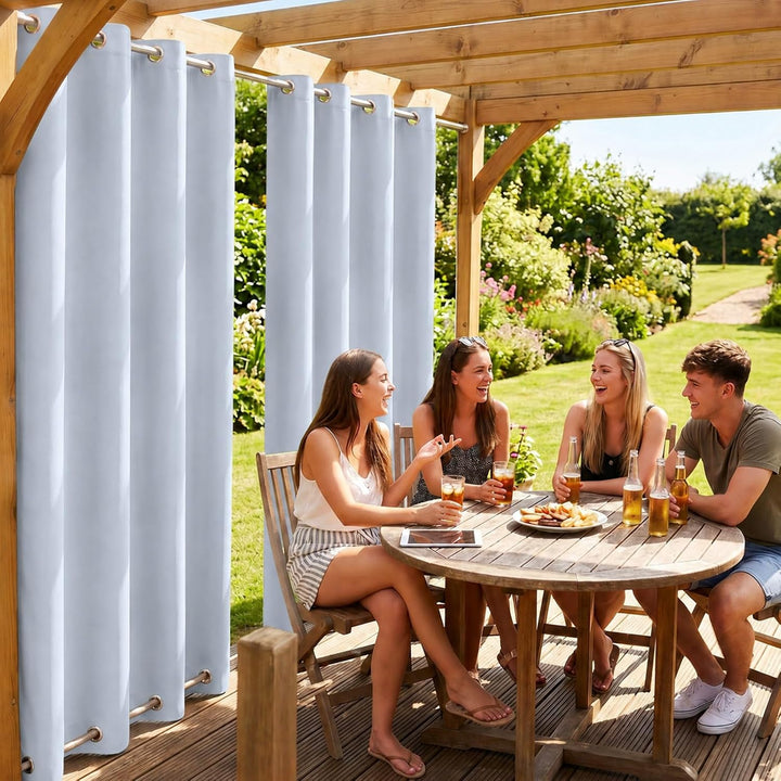 Rosnek Outdoor Vorhang Wetterfest Winddicht, Balkon Gardinen mit Ösen Oben &amp; Unten, Blickdicht Wasse