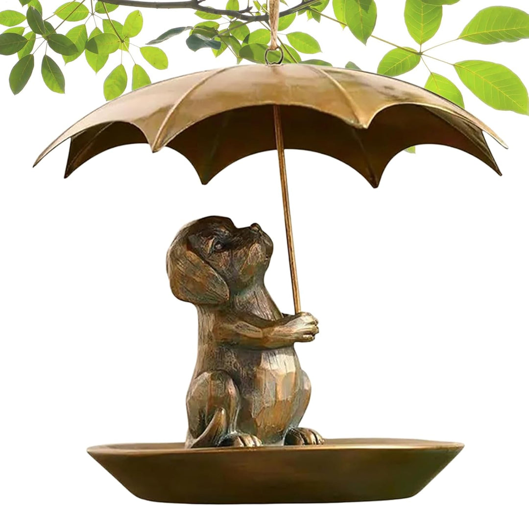 Eichhörnchen Mit Regenschirm Vogelfutterstelle,Wetterfestes Metall Futterhaus Für Eichhörnchen Und W