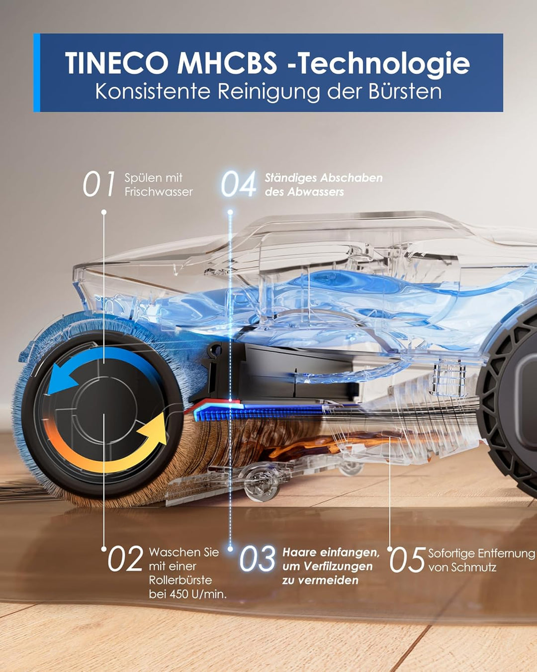 Tineco Floor One S9 Artist Stilvoller Nass Trockensauger, 22kPa Nasssauger, 360° SmoothDrive, Anti-T