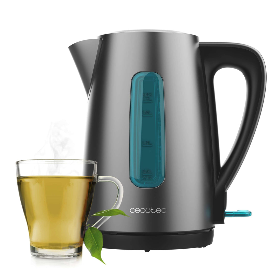 Cecotec Elektrischer Wasserkocher 1,7 L Thermosense 210 Steel. 2200 W, Edelstahlgehäuse, 360° drehba