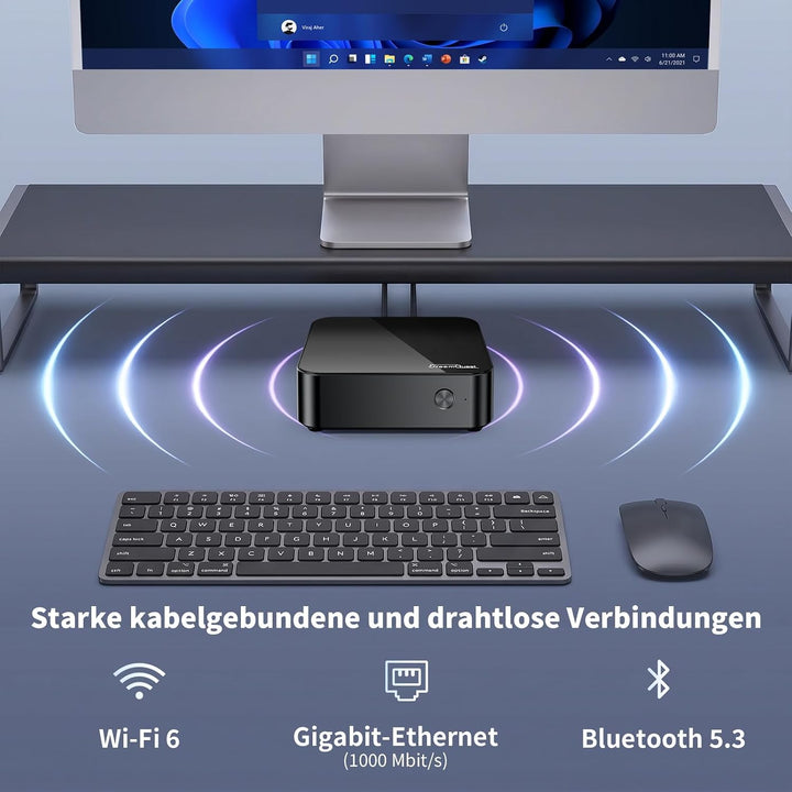 DreamQuest Mini PC Windows 11 Pro - Intel N95 (bis zu 3,4 GHz) 12. Generation, 8GB RAM 512GB SSD Mic