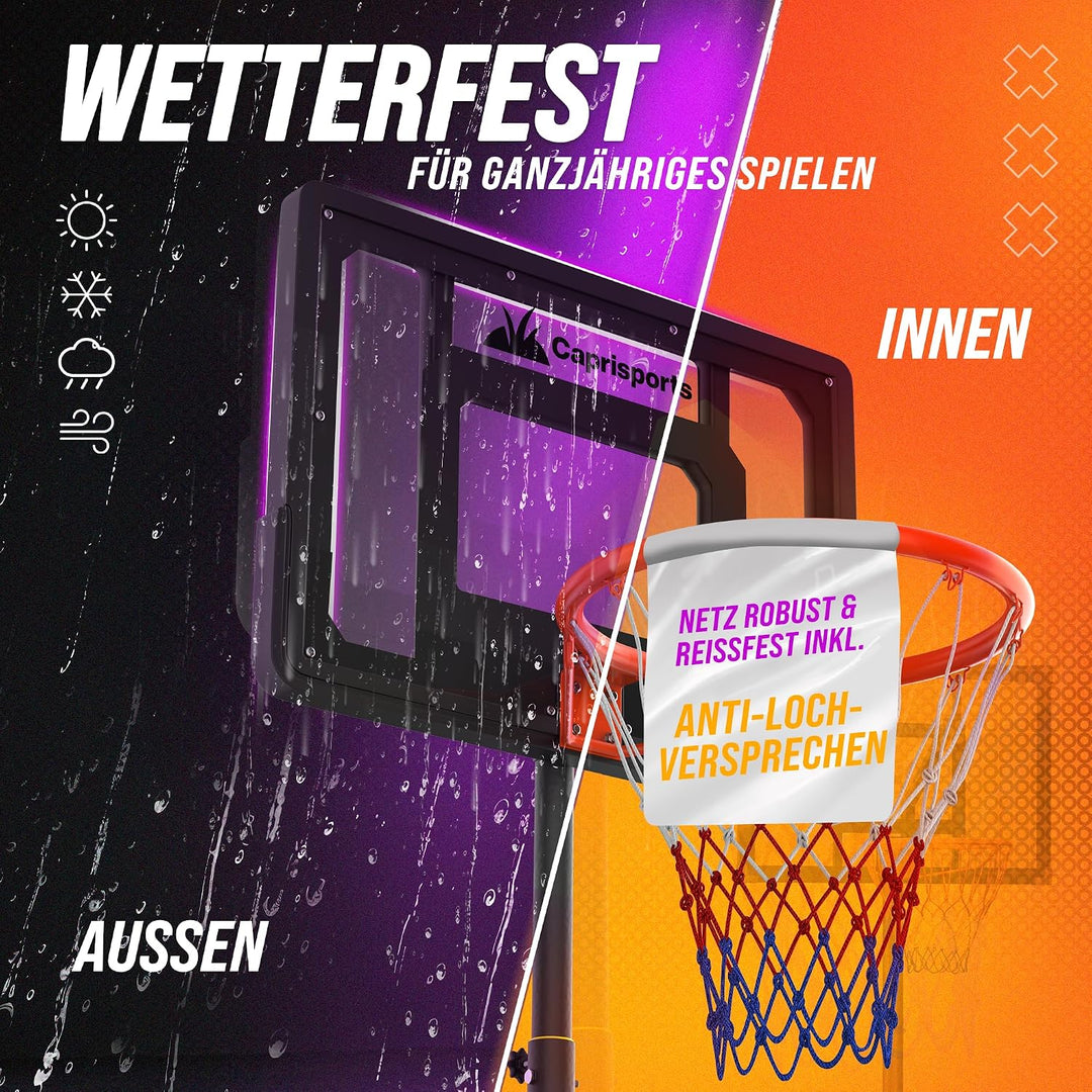 Basketballkorb Outdoor [mit Sandsack & Ball] – Basketball Korb höhenverstellbar – Wetterfester Baske