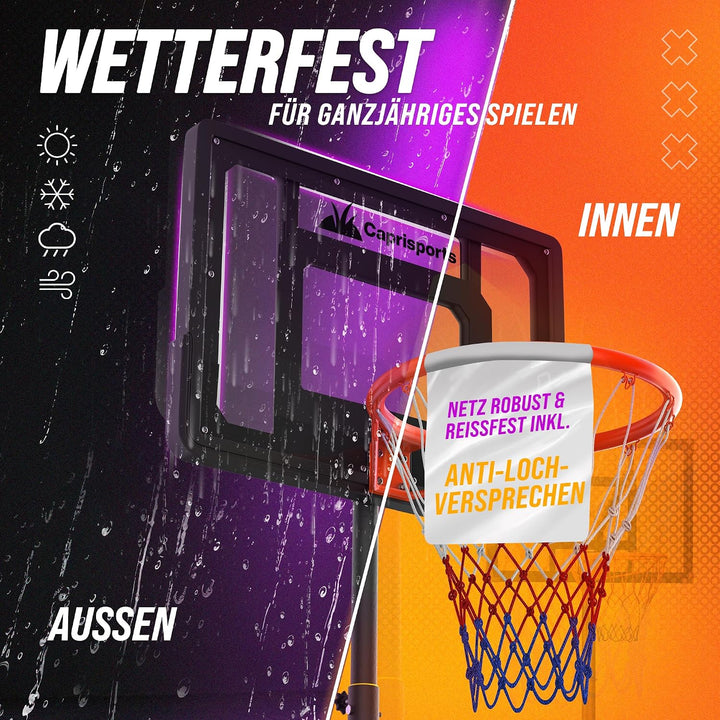 Basketballkorb Outdoor [mit Sandsack & Ball] – Basketball Korb höhenverstellbar – Wetterfester Baske