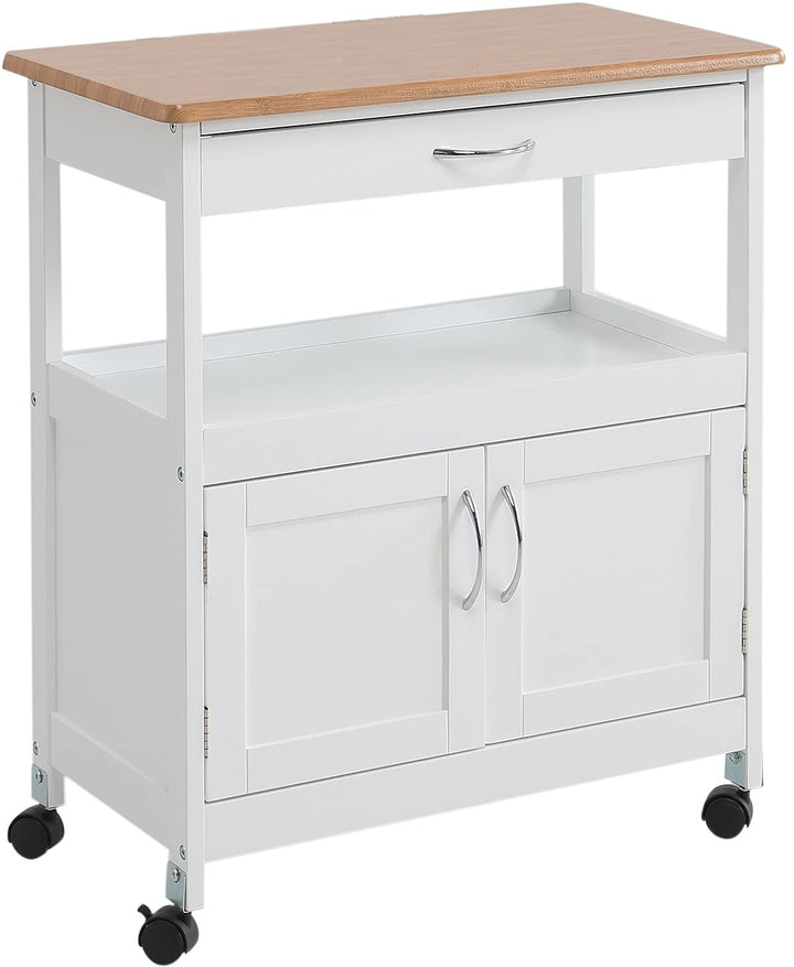 Kit Closet Küchenwagen mit 2 Türen und Einer Schublade, Arbeitsplatte aus PVC, Weiss/Holz, 76 x 37 x