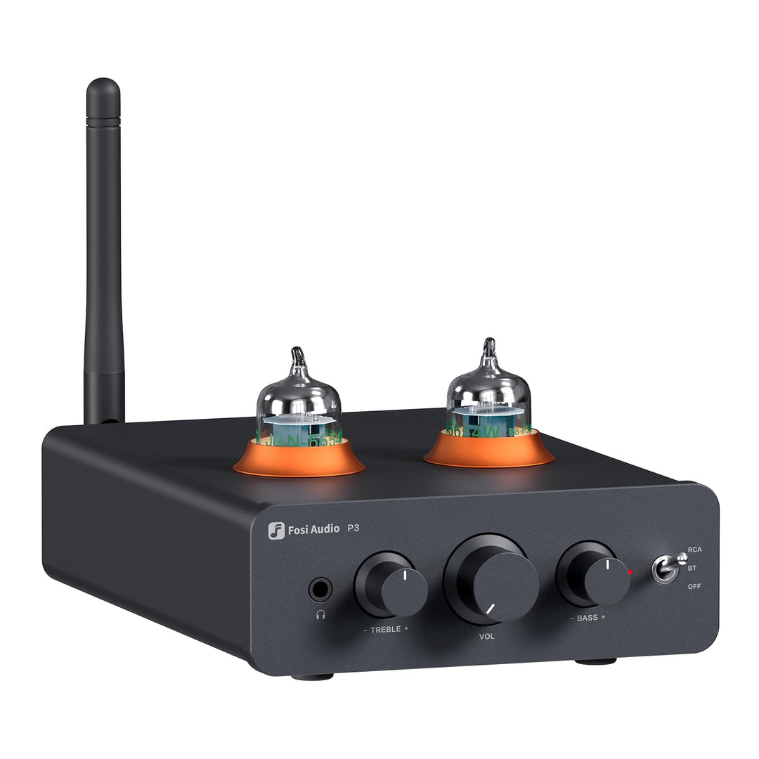 Fosi Audio P3 Hi-Fi Röhren Vorverstärker, Home Audio Mini Röhrenverstärker & Kopfhörerverstärker, Bl