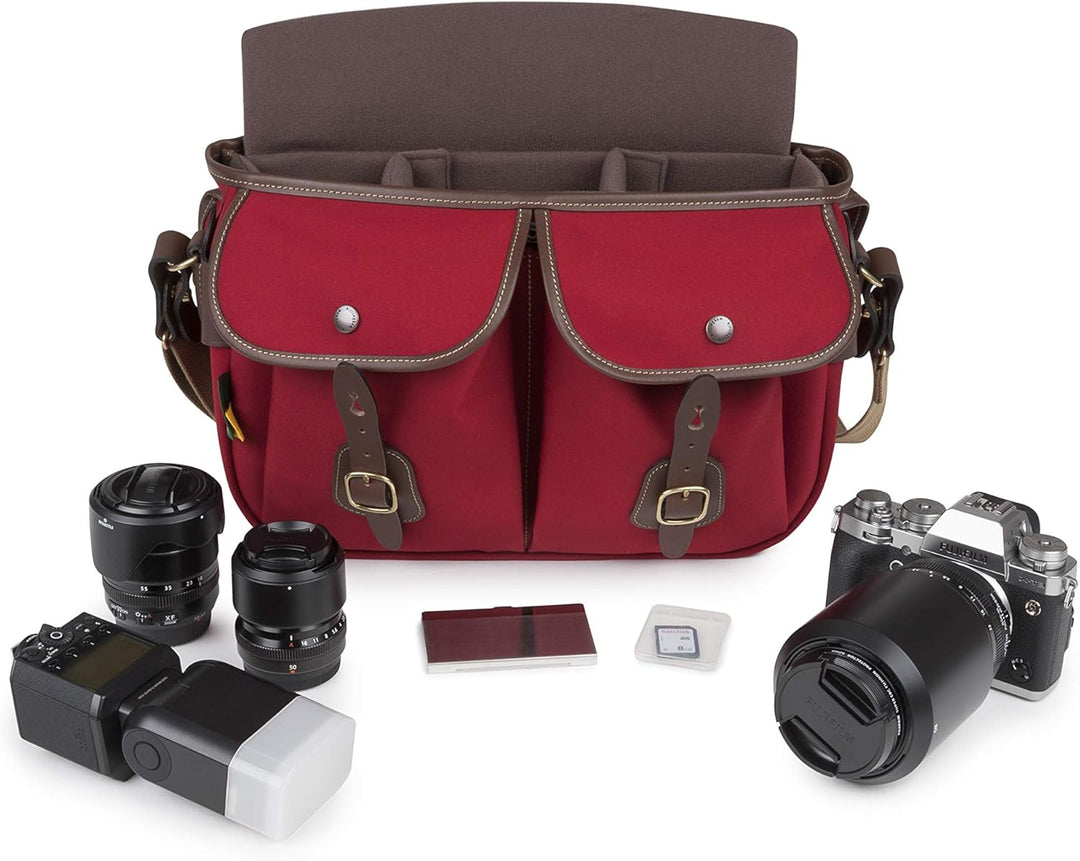 Billingham Hadley Pro 2020 Kameratasche (Burgundy Canvas/Schokoladenleder) Burgunderrotes Segeltuch/