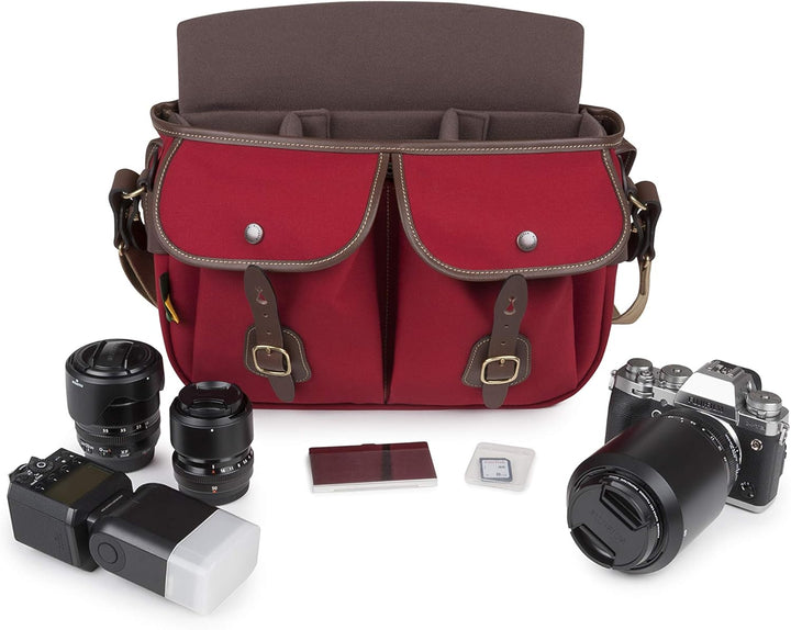 Billingham Hadley Pro 2020 Kameratasche (Burgundy Canvas/Schokoladenleder) Burgunderrotes Segeltuch/