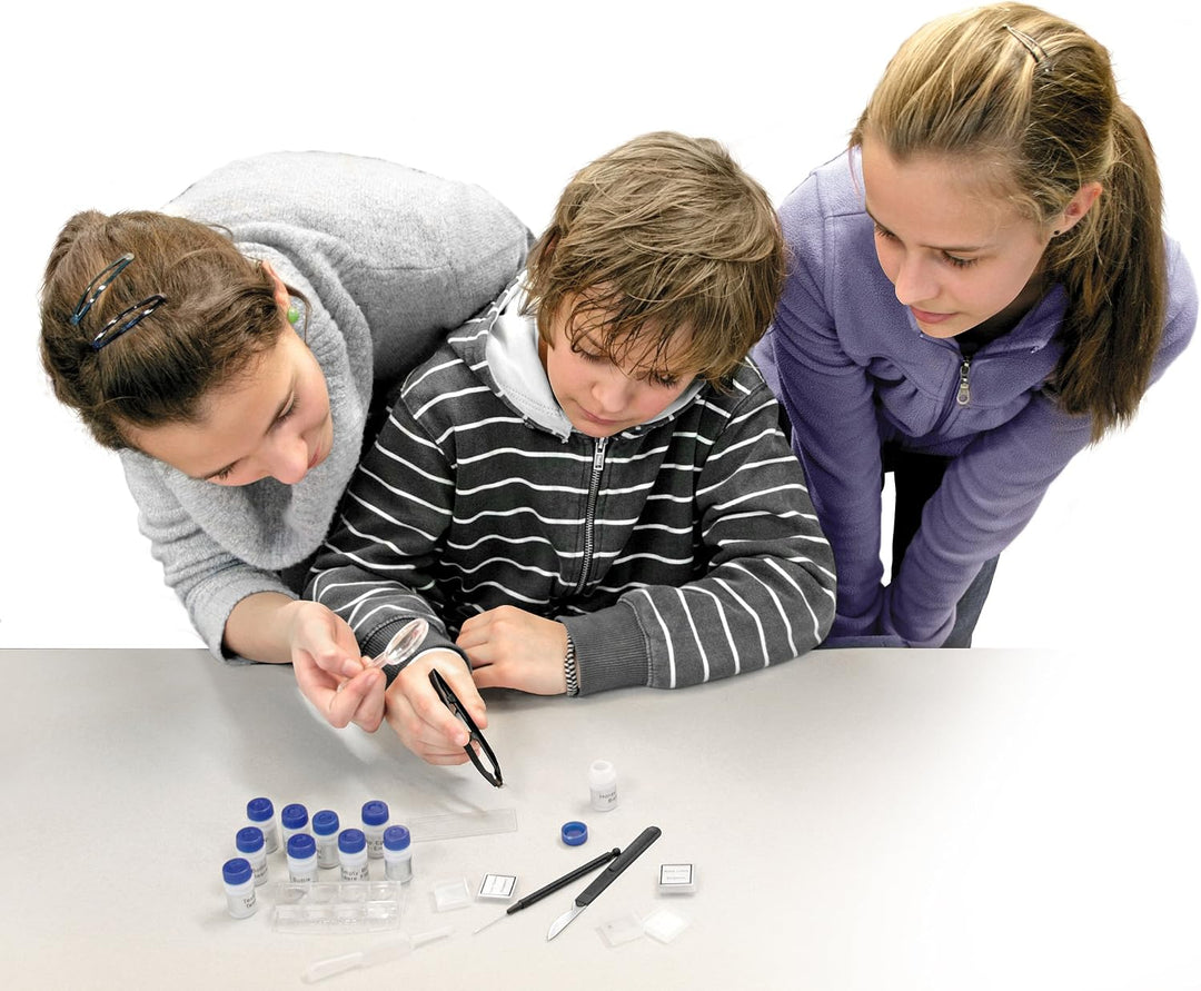 Bresser Junior Experimentier-Set zum Einstieg in die Mikroskopie mit Objektgläsern, Lupe, Mikroskopi