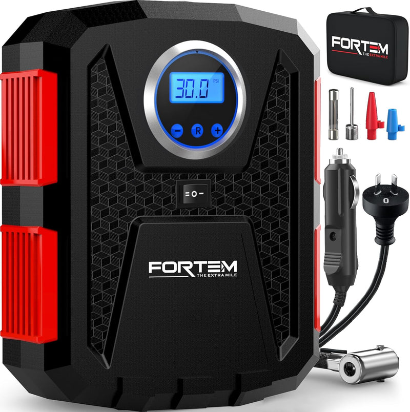 Fortem Tragbarer Kompressor Autoreifen, Kompressor Fahrrad, 12V Autoreifen Pumpe und Fahrradpumpe El