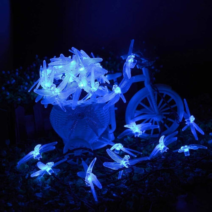 Solar Libellenlichterkette 20FT / 30 LED wasserdichte Innen- und Aussenmärchendekorationslichter, ge