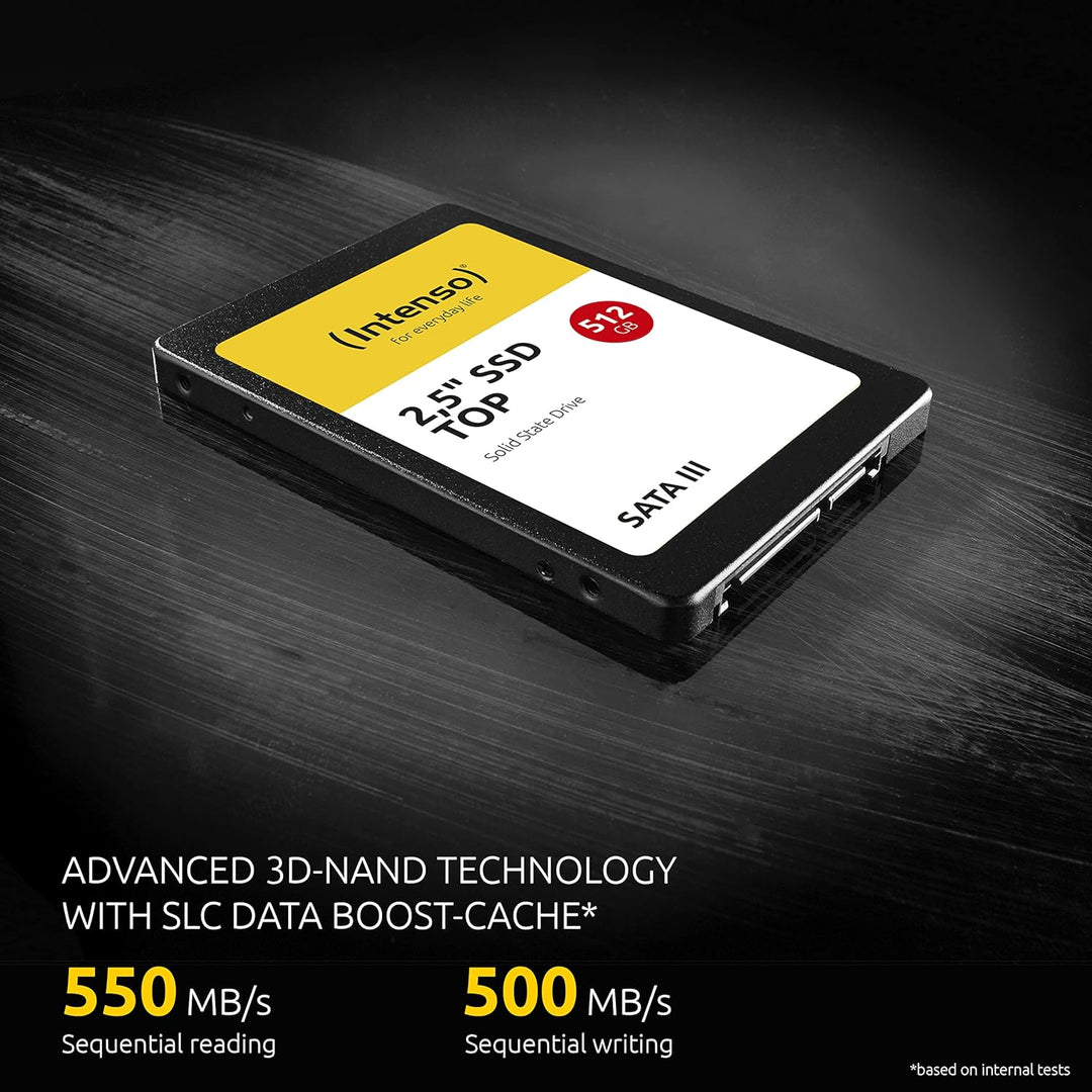 Intenso Interne 2,5" SSD SATA III Top, 512 GB, 550 MB/Sekunden, Schwarz 512GB Sata 2,5", 512GB Sata