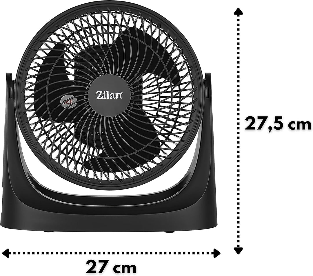 Zilan Sehr Silent Tischventilator | 3 Stufen | Durchmesser 18 cm | Energiesparend | Für Büro, Schlaf