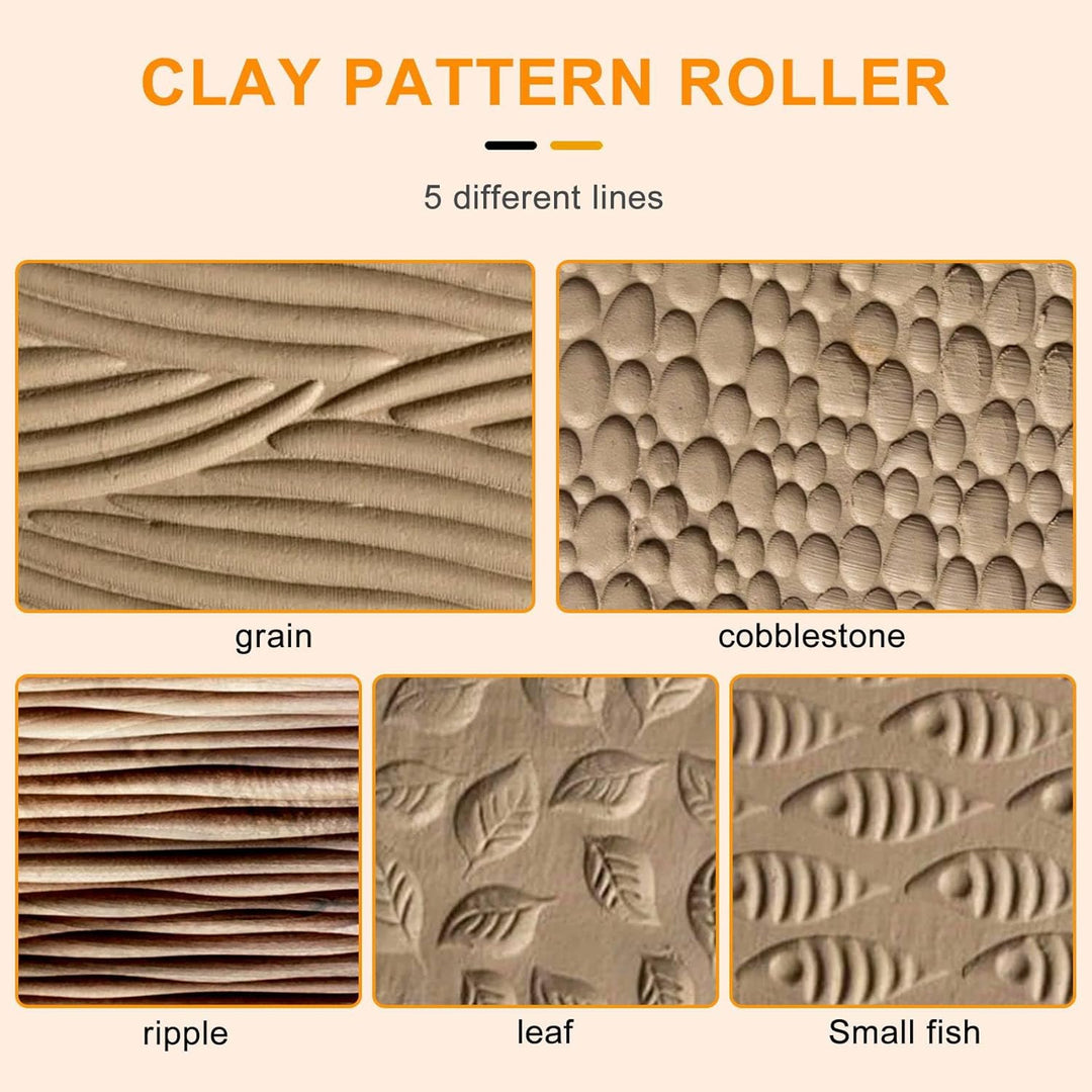 Liseng 5 Stücke Töpfer Werkzeuge Hand Rollen für Ton Stempel Muster Roller, Töpferwerkzeuge Ton Mode