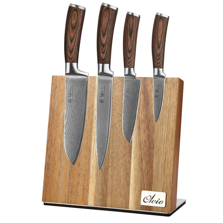 Wakoli 4er Damastmesser-Set mit Klingenlängen von 8,50cm bis 18cm extrem scharf aus 67 Lagen I Profi