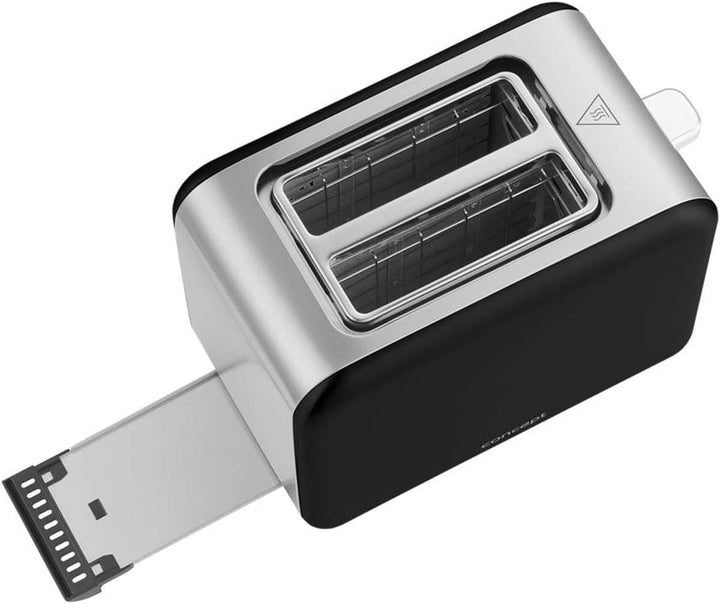 Concept TE2052 Edelstahl Toaster mit Breitem Schlitz 36mm 2 Röstkammern Elektronischer Timer 950W Ma