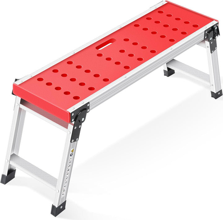 KINGRACK Klappbare Arbeitsplattform, Aluminium Stufenleiter Plattformleiter mit rutschfesten Gummifü