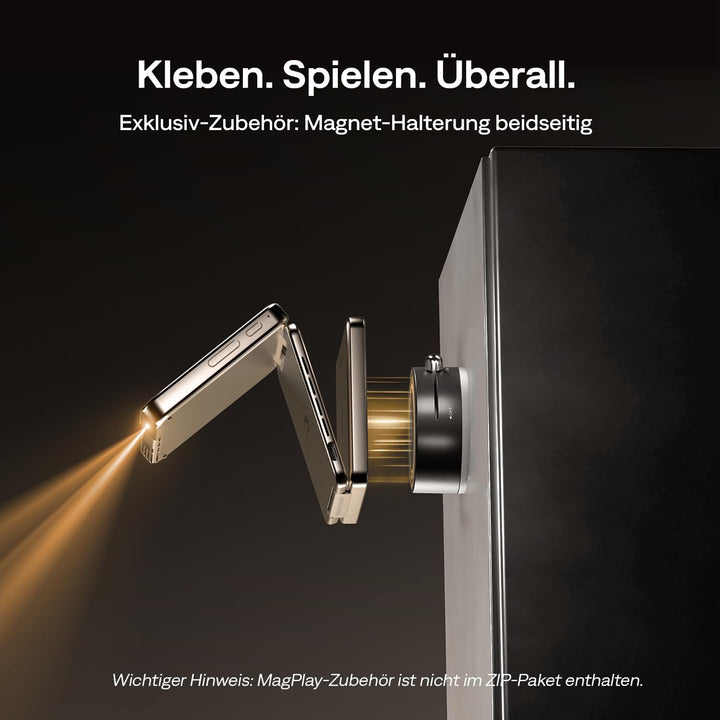 Aurzen Zip Tri-Fold Mini Beamer mit Akku, 4k Unterstützt Smart Beamer Klein Tragbarer Projektor Outd