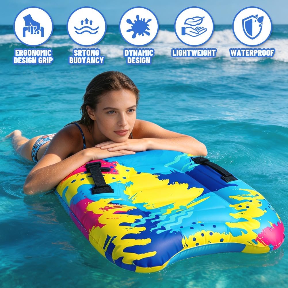 Bodyboard Aufblasbar, Aufblasbares Surfbrett, Tragbares Bodyboard Kinder mit Griffen, Aufblasbares S