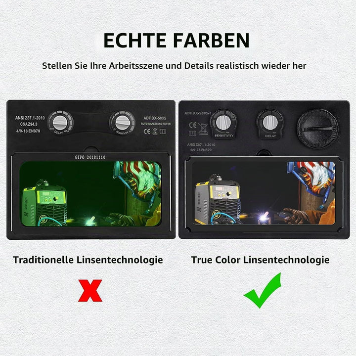 DEKO Solar Powered Schweisshelm Auto Verdunkelungshaube mit Einstellbarer Schattenbereich 4/9-13 für