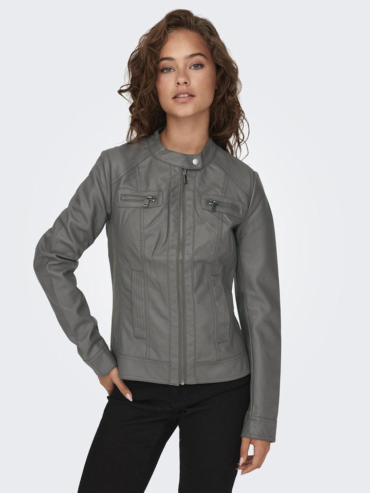 ONLY Damen Onlbandit Faux Leather Biker OTW Noos Jacke 32 Plum Kitten, 32 Plum Kitten