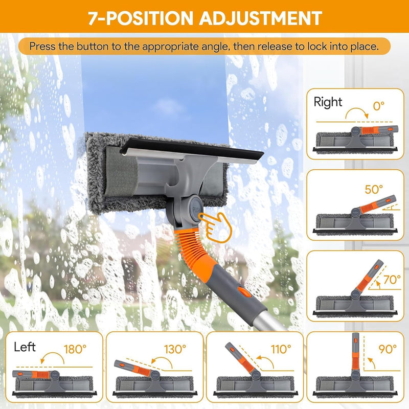 Fensterabzieher-Reiniger, 2-in-1-Fensterreiniger-Reinigungsset mit Verlängerungsstange, Fensterwasch