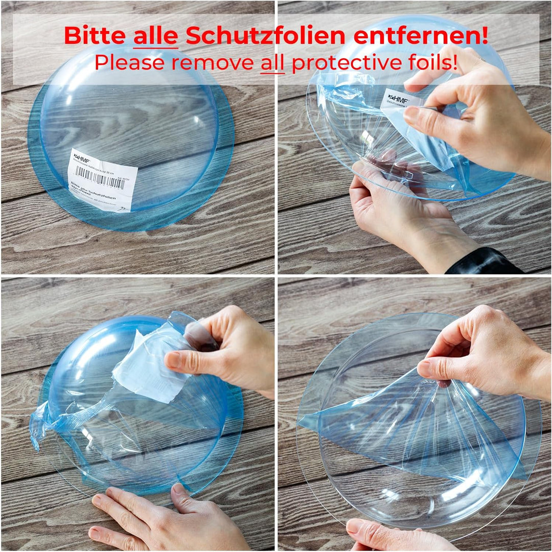 HMF 46720 Halbkugel aus Acryl mit Krempe, DIY Acrylhaube | Ø 20 cm | Transparent 200 mm, 200 mm