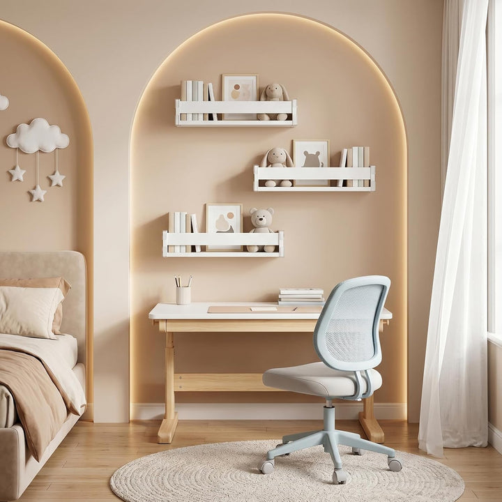 Wandregal für das Kinderzimmer, 44,7 cm, Bücherregal für die Wand, 3er-Set, Wandregal aus Holz, Schw