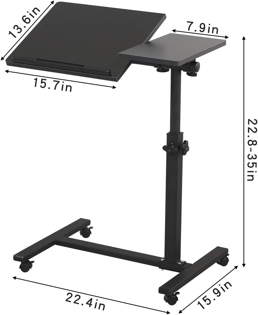 Rollender Laptoptisch Knietisch für Laptop Rollwagen kippbar Überbett Nachttisch Überbett Schreibtis